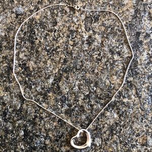 Tiffany & Co silver open heart pendant necklace